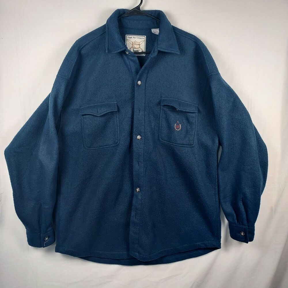 Vintage Bugle Boy Company Men’s Blue Fleece Button-Up “Shacket” Size L
